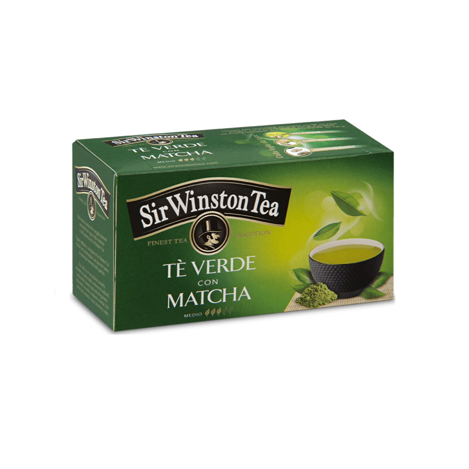 Sir Wiston Tea® | Tè Verde con Tè Matcha - 1 x 20 Bustine di Tè (35 Gr) |  Green Tea & Green Matcha